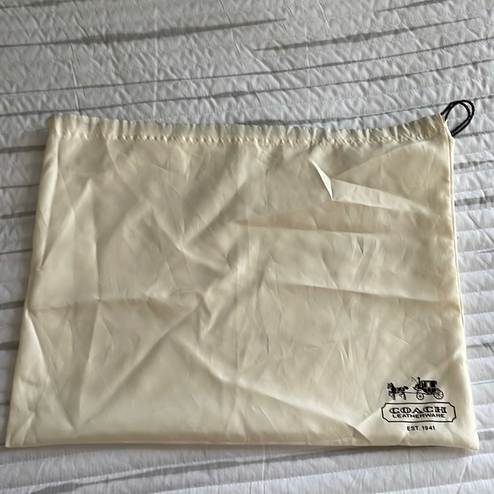 Ivory Satin COACH Drawstring Dust Bag Large